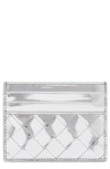 Bottega Veneta Intrecciato Leather Credit Card Case In Silver-silver