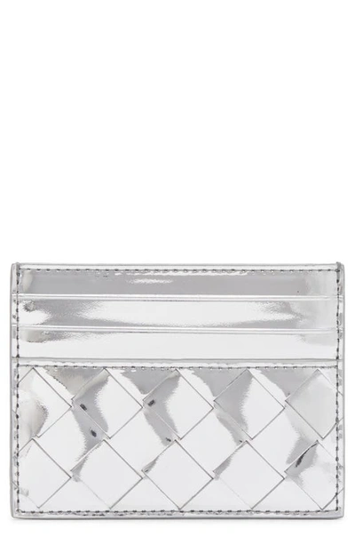 Bottega Veneta Intrecciato Leather Credit Card Case In Silver-silver