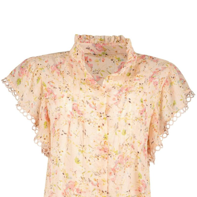 Bishop + Young Good Vibrations Gabrielle Flutter Sleeve Top In Romance Print In Brown