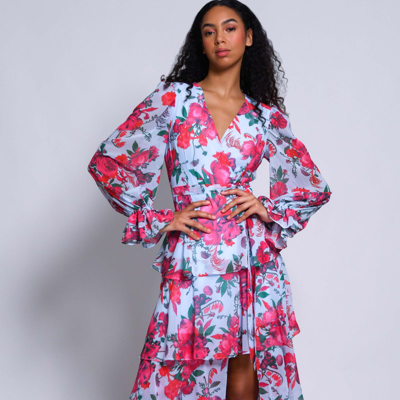Hutch Women's Bardot Floral Wrap Maxi Dress In Icy Overgrown Garden Floral