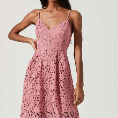 Astr Lace A Line Midi Dress In Pink