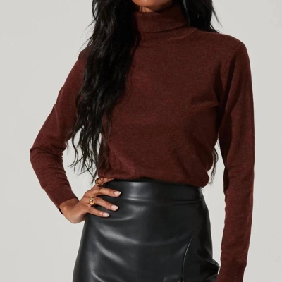 Astr Alden Turtleneck Sweater In Rust In Red