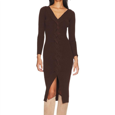 Astr Vesper Knit Dress In Dark Brown