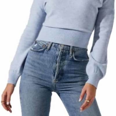 Astr Chantria Long Sleeve One Off Shoulder Sweater In Blue