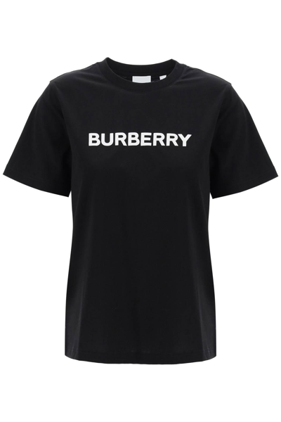 Burberry `margot` Logo Print T-shirt In Black