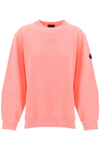 Moncler Logo Embossed Crewneck Sweatshirt In Pink