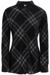 Burberry Long Flannel Shirt With Checkered Motif In Black,white