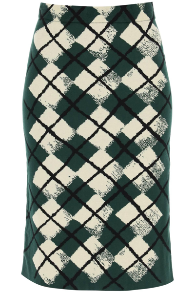 BURBERRY "KNITTED DIAMOND PATTERN MIDI SKIRT