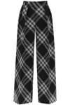 Burberry Double Pleated Checkered Palazzo Pants In Black,white