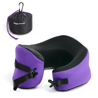 Cushion Lab Ergonomic Travel Pillow In Purple