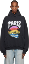 Balenciaga Paris Tropical Print Oversized Hoodie In 1569 Faded Black/ Wh