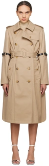Coperni Hybrid Belted Long Trench Coat In Beige