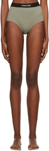 Tom Ford Green Jacquard Briefs In Fg916 Sage Green