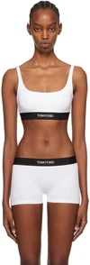 Tom Ford White And Black Bralette With Contrasting Logo Print In Aw002 White