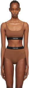 Tom Ford Brown Square Neck Bra In Kb561 Cocoa Brown