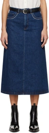 APC INDIGO REDWOOD DENIM MIDI SKIRT