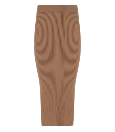 Max Mara Calotta Terra Ribbed Knitted Skirt In Brown