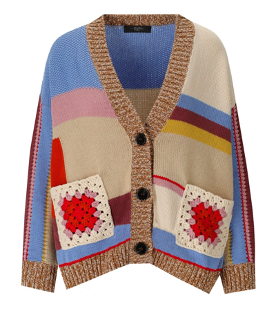 Max Mara Giorno Multicolored Patchwork Cardigan