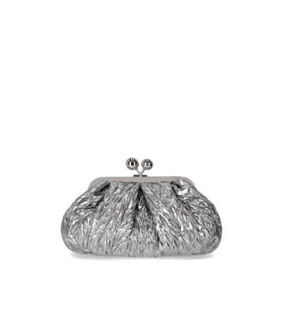 Max Mara Pasticcino Danza Small Silver Clutch Bag In Silver