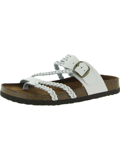 White Mountain Hayleigh Womens Leather Braided Footbed Sandals In White