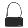 JACQUEMUS WOMEN LE RECTANGLE SHOULDER BAG IN BLACK LEATHER