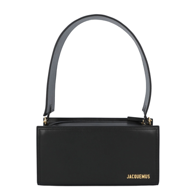 Jacquemus Le Bambino Long Leather Shoulder Bag In Black