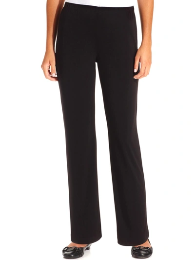 Ny Collection Petites Womens Matte Jersey Office Wear Wide Leg Pants In Black