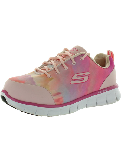Skechers Sure Track Saivy Womens Animal Print Comp Toe Work And Safety Shoes In Pink