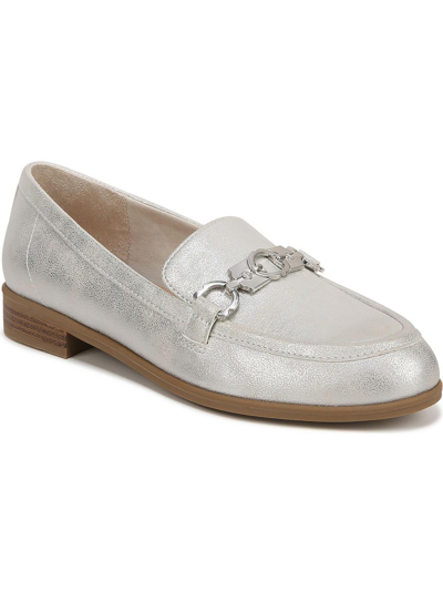 Dr. Scholl's Shoes Rate Adorn Womens Round Toe Slip On Loafers In Silver