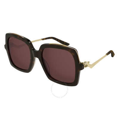 Cartier Red Square Ladies Sunglasses Ct0117s 002 54 In Red   /   Red. / Gold