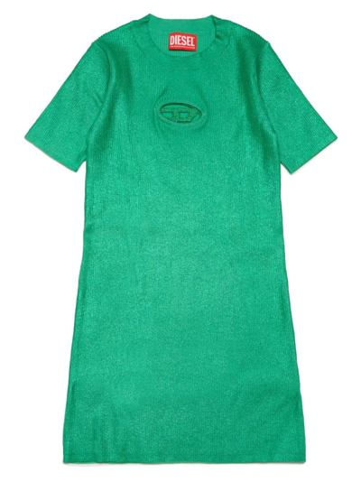 Diesel Desmi Logo-debossed Cotton Dress In Green
