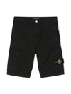 Stone Island Navy Stretch Cotton Tela Paracadute Shorts In Black