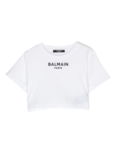 Balmain T-shirt Con Logo Ricamato In White