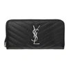 SAINT LAURENT Black Quilted Monogram Zip Around Wallet