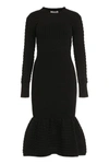 Alexander Mcqueen Knit Midi Dress Silhouette Flared In Black