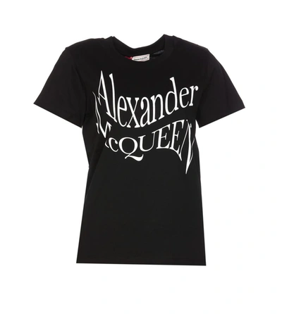 Alexander Mcqueen T-shirt Mit Logo-print In Black