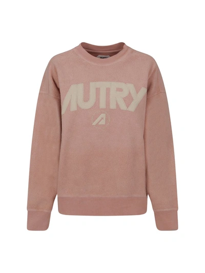 Autry Vintage Effect Logo Sweatshirt In Rose