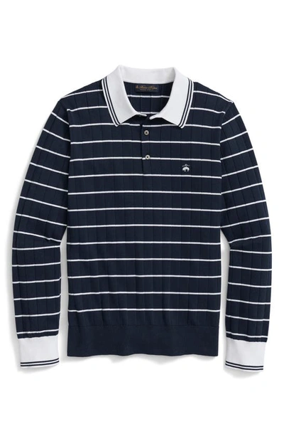Brooks Brothers Vintage-inspired Long-sleeve Tennis Polo In Supima Cotton | Navy | Size Xl