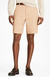 Brooks Brothers 9" Flat Front Stretch Advantage Chino Shorts In British Khaki