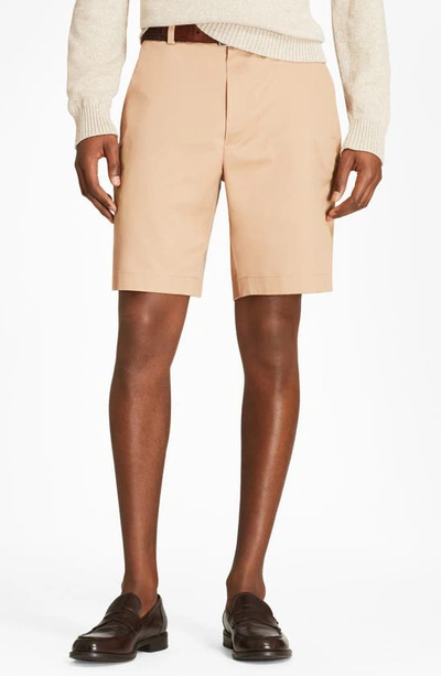 Brooks Brothers 9" Flat Front Stretch Advantage Chino Shorts In Dark Khaki