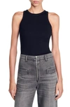 Sandro Basic Rib Cotton Tank In Black