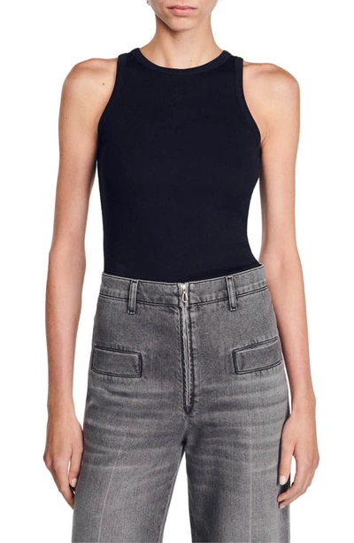 SANDRO BASIC RIB COTTON TANK