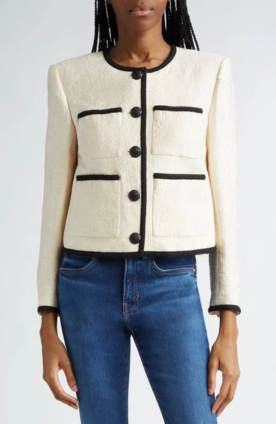 VERONICA BEARD DARLA EMBROIDERED CONTRAST TRIM JACKET