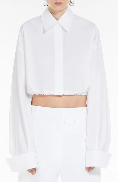 Sportmax Buttoned Long-sleeved Cropped Shirt In White