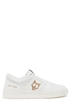 Naked Wolfe Cm-01 Branded Leather Low-top Trainers In Triple White Leather