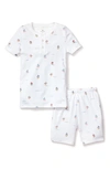 Petite Plume Kid's Pima Cotton Snug Fit Pajama Short Set In White