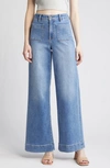 Hidden Jeans Patch Pocket Wide Leg Jeans In Medium Wash