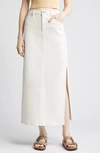 Hidden Jeans Side Slit Denim Midi Skirt In Sea Salt