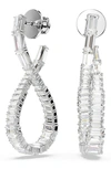 Swarovski Hyperbola Pierced Earrings Hoop L Twist Rhodium Shiny White In Silver