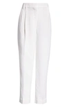 Brunello Cucinelli Women's Viscose And Linen Fluid Twill Slouchy Trousers With Monili In White